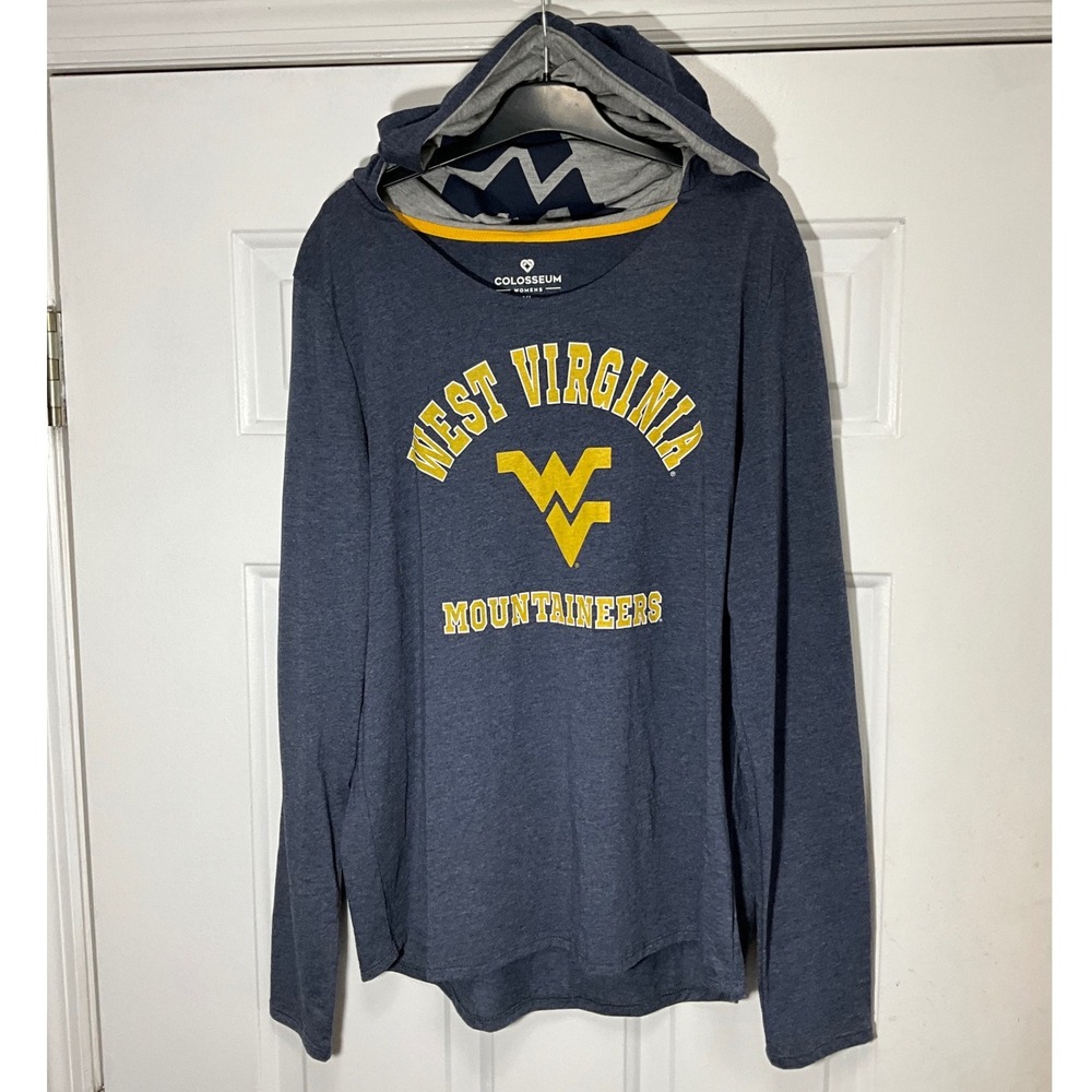 Colosseum West Virginia Mountaineers Womens XL Navy Blue Heather Hooded Tee WVU